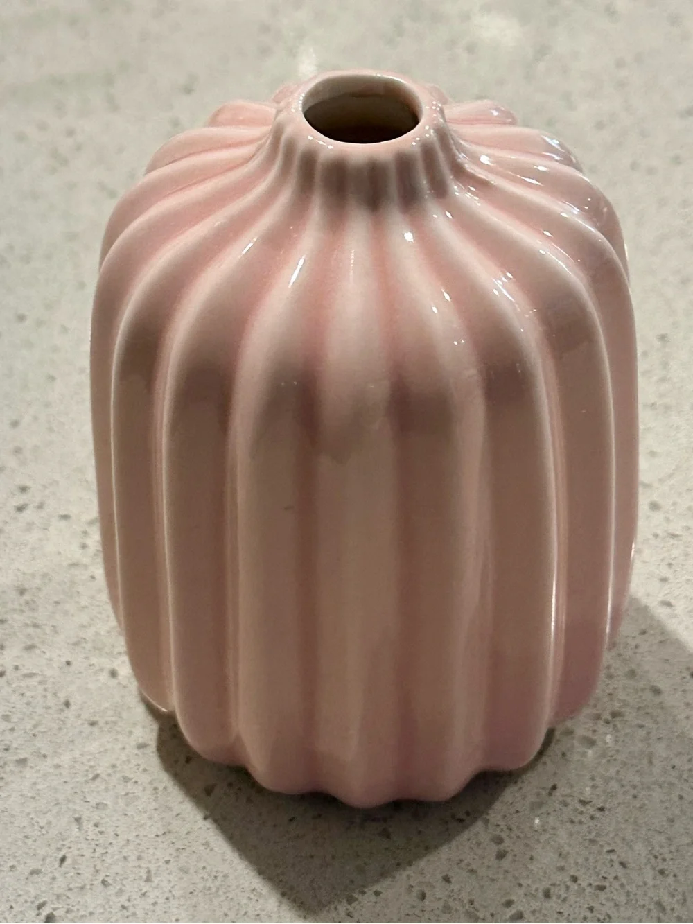 Pink Ceramic Ribbed Bud Vase - Unbranded